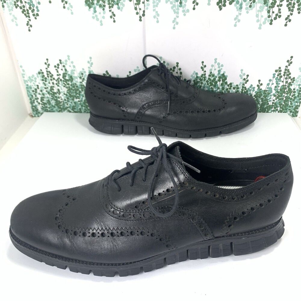 Cole Haan ZERØGRAND Black Leather Wingtip Oxfords (model C23738) Size 12 Mens